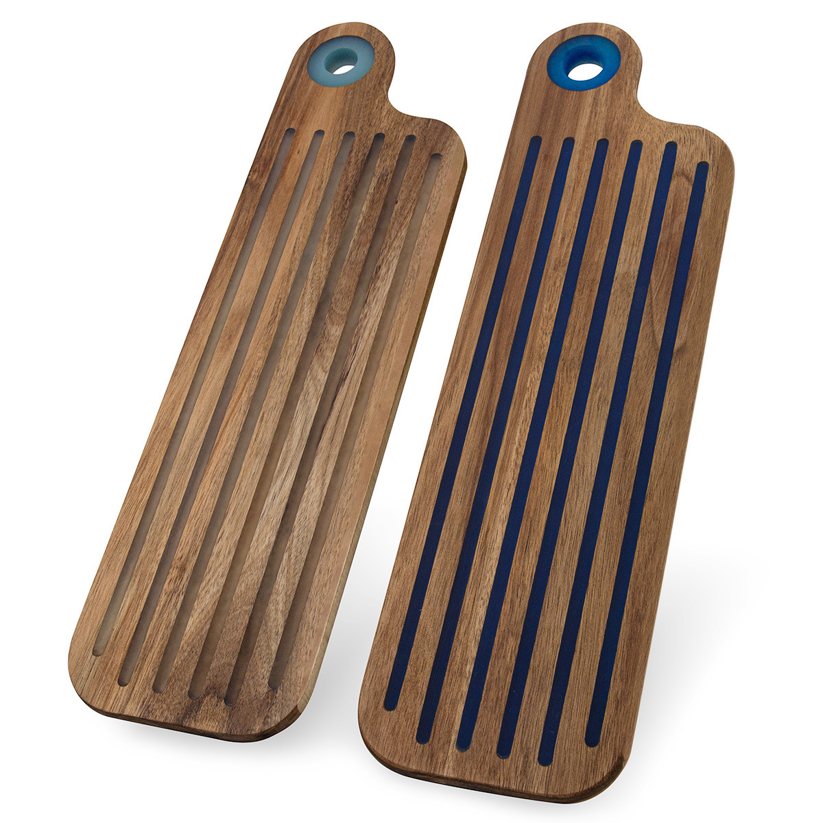 Striped Long Acacia Wood Cutting Board – 43×12.3cm Grooved Chopping Paddle (Model A & B)